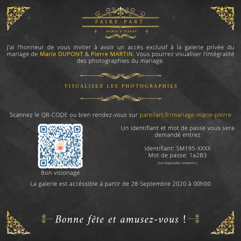 Faire-part galerie privée - Recto