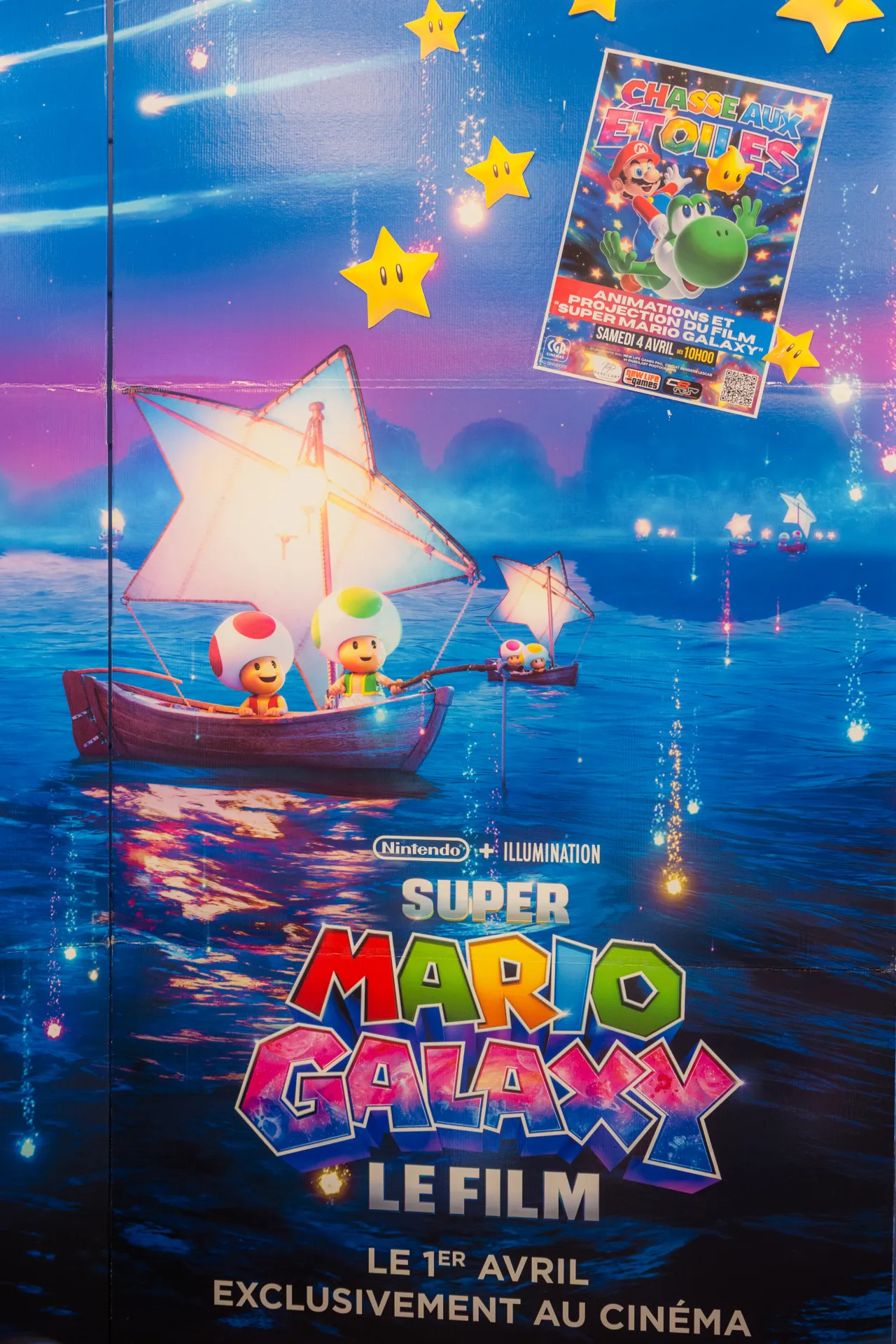 Affiche Super Mario Galaxy au CGR Pau Université, décor photobooth immersif sur le thème Mario et étoiles