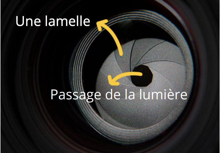 Gros plan sur le diaphragme d’un objectif pour comprendre le passage de la lumière